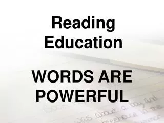 Reading Education