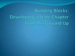 Building Blocks: Developing a State Chapter from the Ground Up