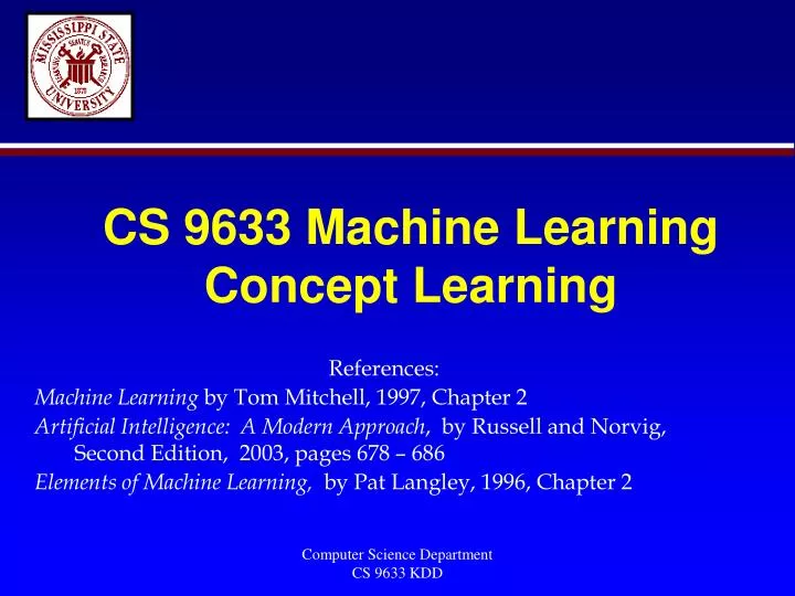 cs 9633 machine learning concept learning