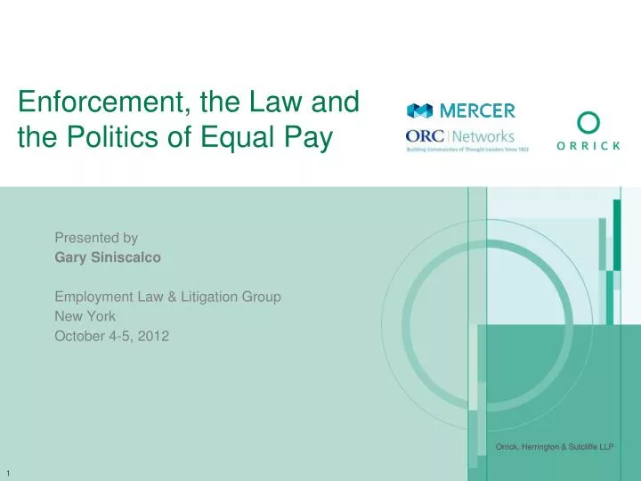 enforcement the law and the politics of equal pay