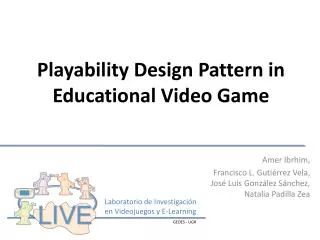 Playability Design Pattern in Educational Video Game