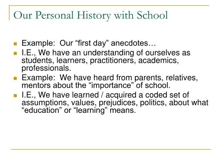 our personal history with school