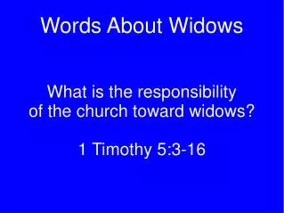 Words About Widows
