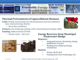 Renewable Energy Center Research Activities