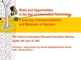2001 American Educational Research Association Meeting Seattle, WA, April 10, 2001