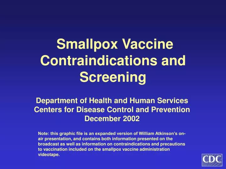 smallpox vaccine contraindications and screening