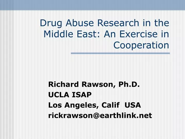drug abuse research in the middle east an exercise in cooperation