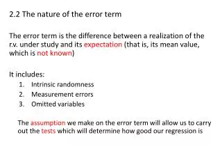 2.2 The nature of the error term