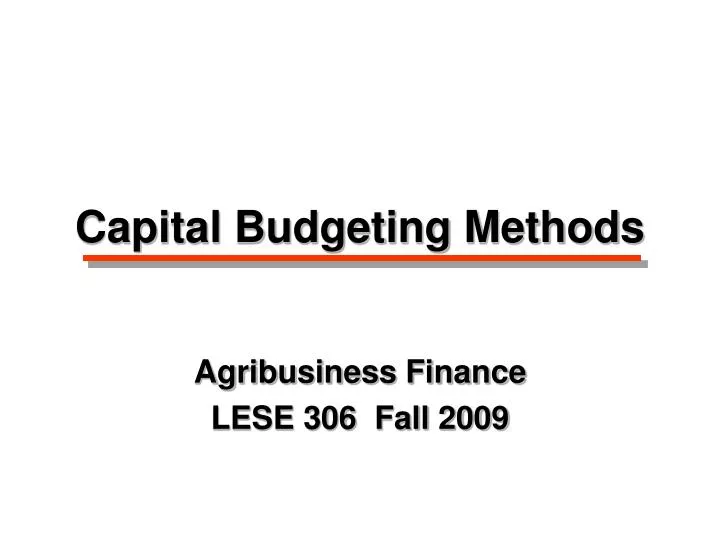 capital budgeting methods