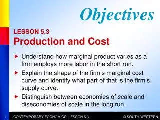 LESSON 5.3 Production and Cost