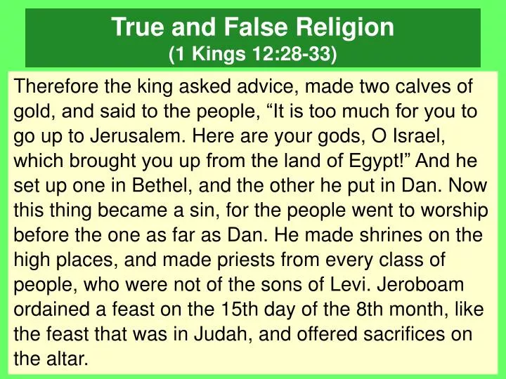 true and false religion 1 kings 12 28 33