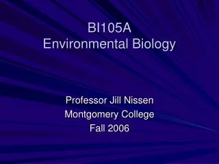 BI105A Environmental Biology