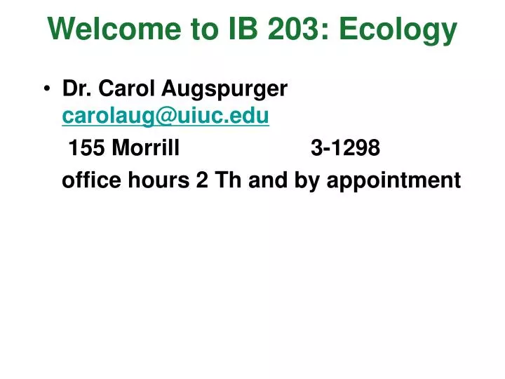 welcome to ib 203 ecology