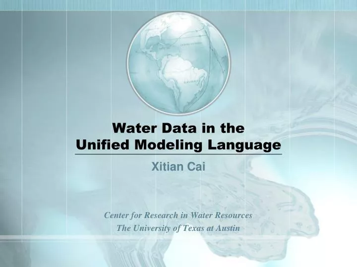 water data in the unified modeling language