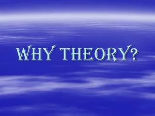 Why Theory?