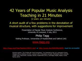 42 Years of Popular Music Analysis Teaching in 21 Minutes [2 years per minute]