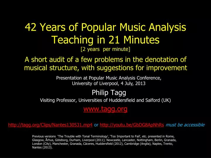 42 years of popular music analysis teaching in 21 minutes 2 years per minute
