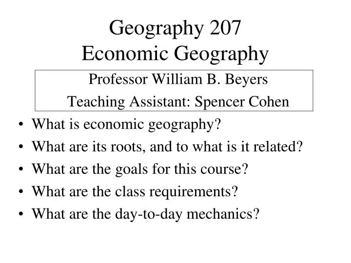 geography 207 economic geography