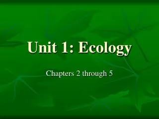 Unit 1: Ecology