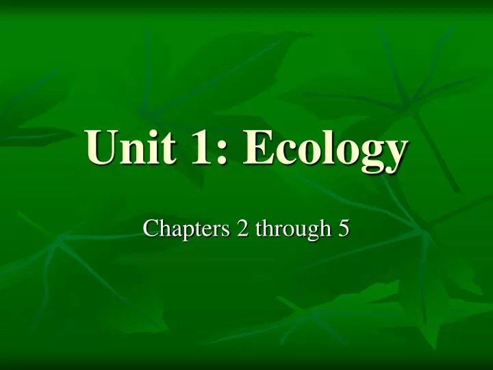 unit 1 ecology