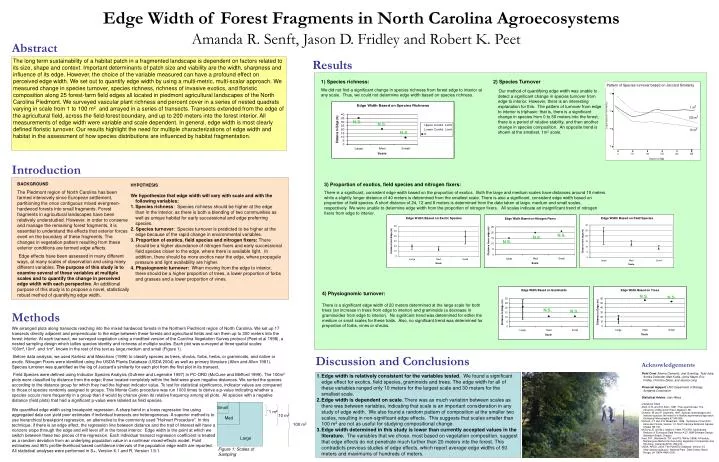edge width of forest fragments in north carolina agroecosystems
