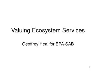 Valuing Ecosystem Services