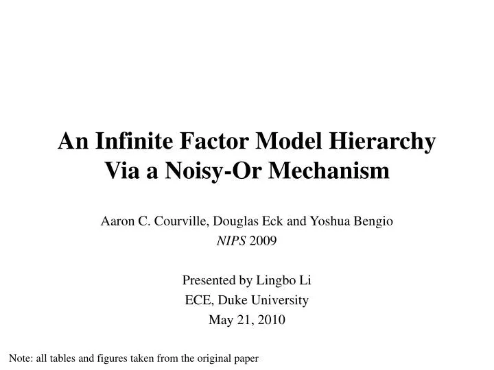 an infinite factor model hierarchy via a noisy or mechanism