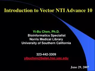 Introduction to Vector NTI Advance 10