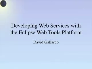 Developing Web Services with the Eclipse Web Tools Platform