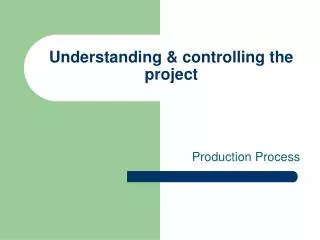 Understanding &amp; controlling the project