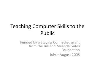 Teaching Computer Skills to the Public