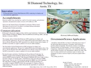SI Diamond Technology, Inc. Austin, TX