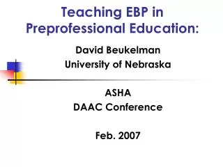 Teaching EBP in Preprofessional Education: