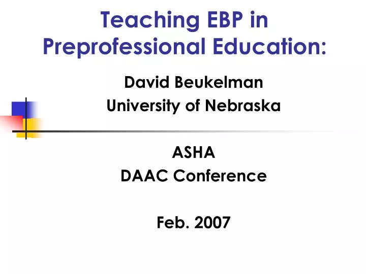 teaching ebp in preprofessional education