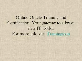 Oracle Online Training - Trainingicon