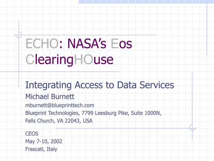 echo nasa s e os c learing ho use