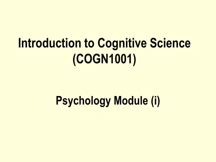 introduction to cognitive science cogn1001