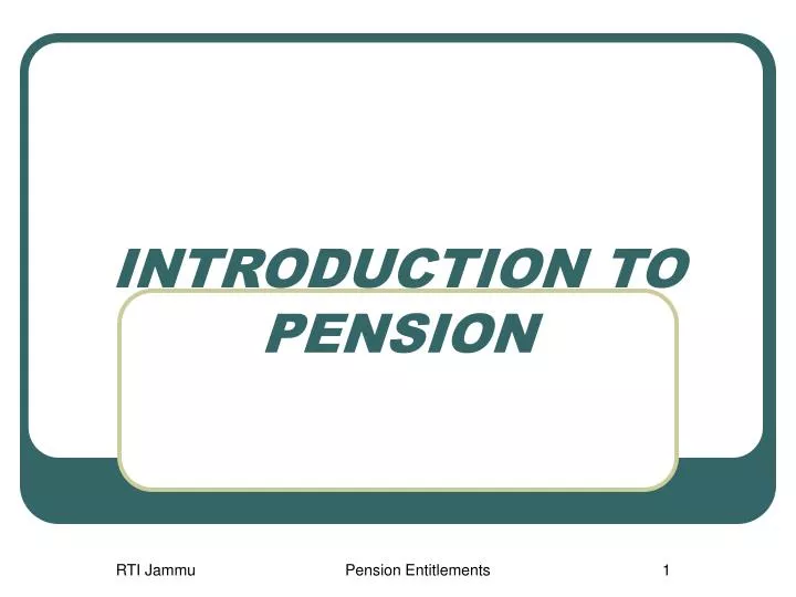 introduction to pension