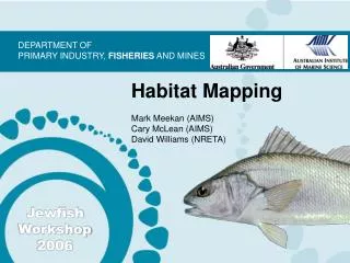 Habitat Mapping Mark Meekan (AIMS) Cary McLean (AIMS) David Williams (NRETA)