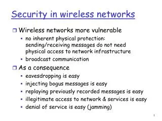 Security in wireless networks