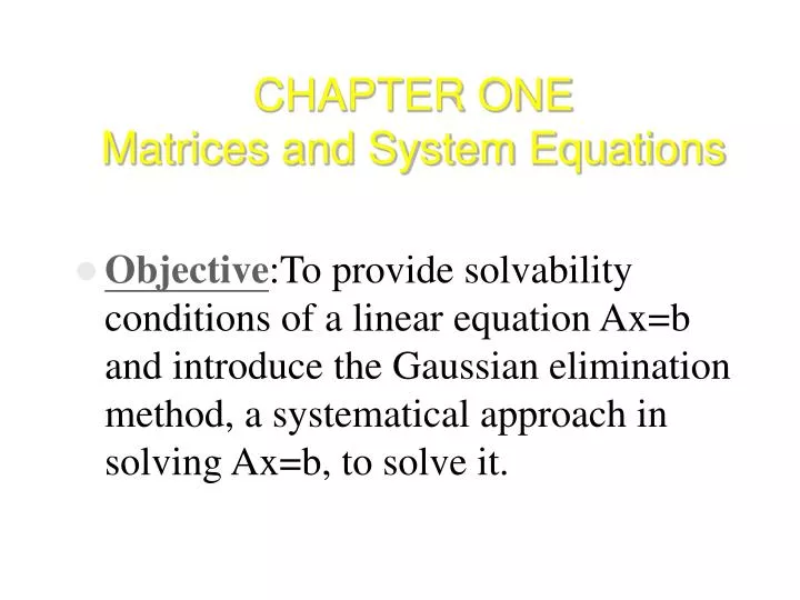 chapter one matrices and system equations