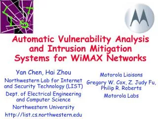 Automatic Vulnerability Analysis and Intrusion Mitigation Systems for WiMAX Networks