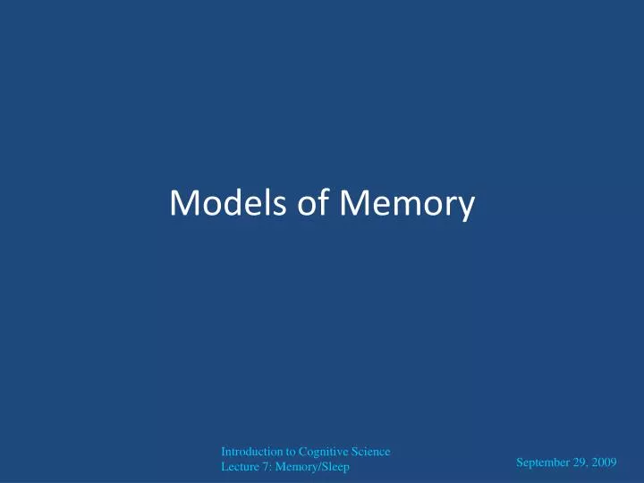 models of memory