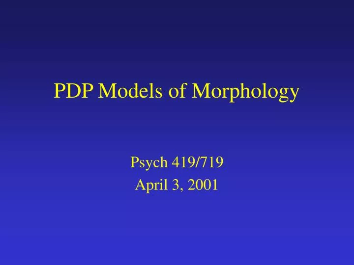 pdp models of morphology