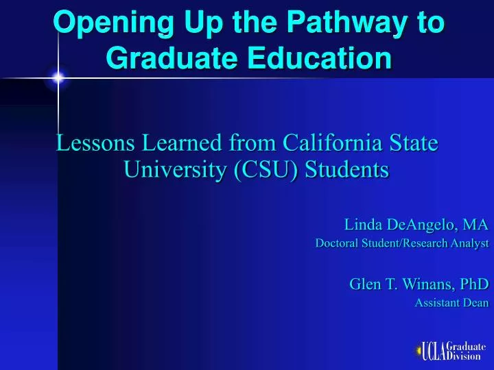 opening up the pathway to graduate education