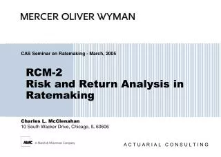 RCM-2 Risk and Return Analysis in Ratemaking