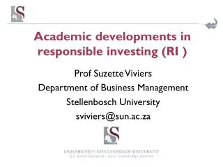 Academic developments in responsible investing (RI )