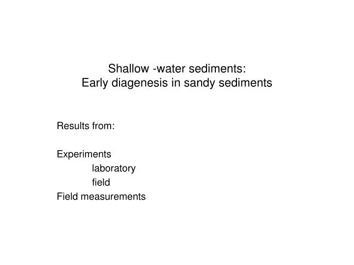 shallow water sediments early diagenesis in sandy sediments