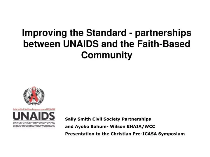 improving the standard partnerships between unaids and the faith based community