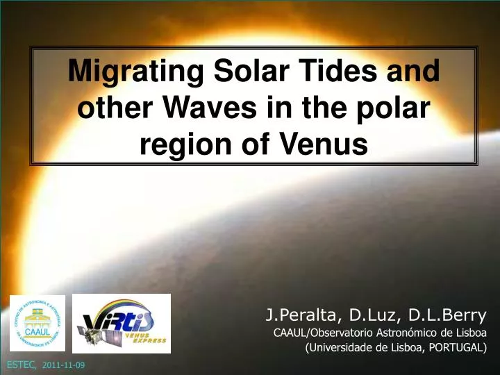 migrating solar tides and other waves in the polar region of venus